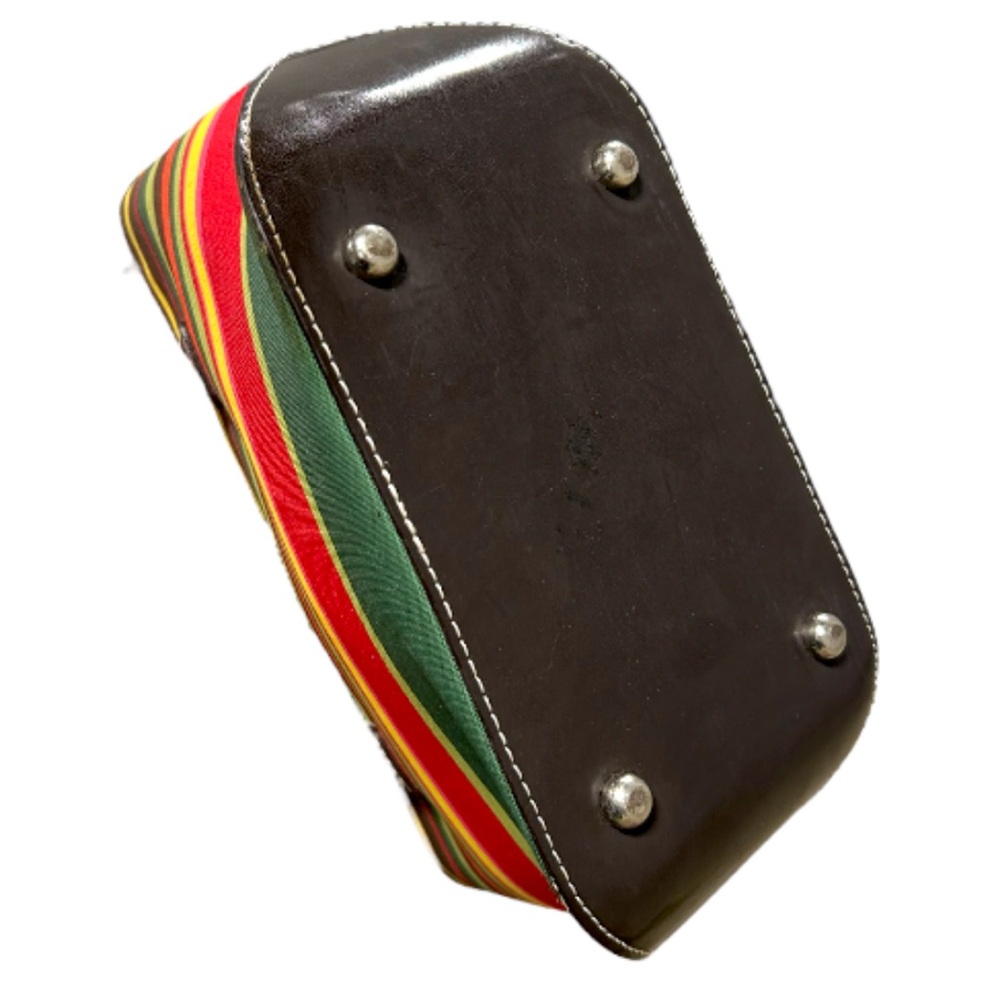 Vintage 90s Iconic Kate Spade Striped Canvas and Leather Shoulder Bag Handbag - Picture 6 of 8